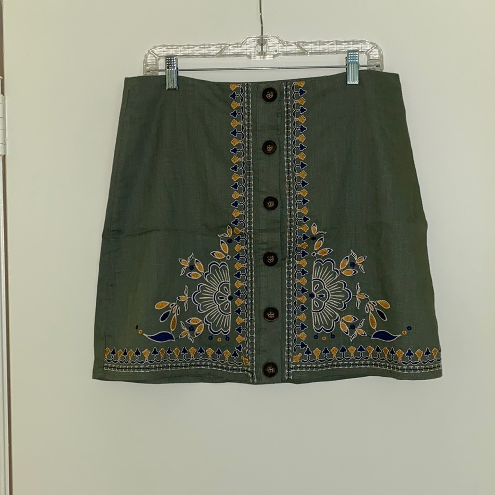 Francesca’s Embroidery Button Mini Skirt